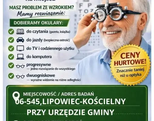 Bezpłatne badanie wzroku w Gminie Lipowiec Kościelny – zapisy trwają